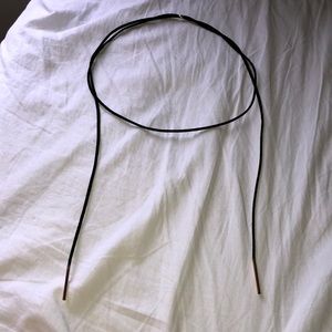 Gold and black leather choker